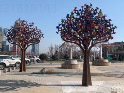 青岛步行街夜景 钻石许愿树雕塑 灯光木棉树雕塑摆件图2