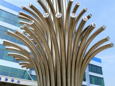 绍兴东方山水巨浪雕塑 不锈钢管焊接异形雕塑定制