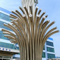 绍兴东方山水巨浪雕塑 不锈钢管焊接异形雕塑定制