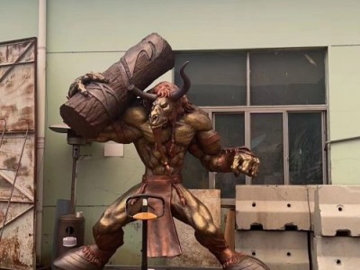 淮安雕塑 蛮力牛扛木头雕塑 铜雕牛定制图1