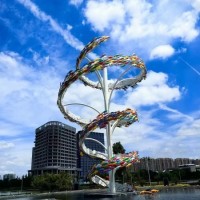 广西公园大型鱼群雕塑 彩绘不锈钢鱼雕塑摆件