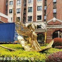 金华小区入口 精灵不锈钢雕塑 电镀镂空雕塑