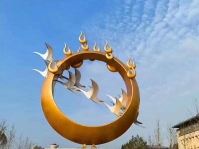 丽水一行白鸽飞圆圈不锈钢雕塑 飞鸟抽象雕塑定制图1
