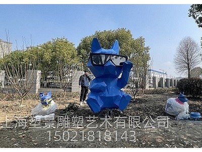 不锈钢雕塑几何切面网红小狗定制户外园林设计图1