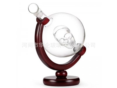 河北华企手工艺吹制骷髅头醒酒器高硼硅玻璃工艺酒瓶定制玻璃酒瓶