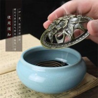 民艾下家用香炉陶瓷空净化炉盘香式香