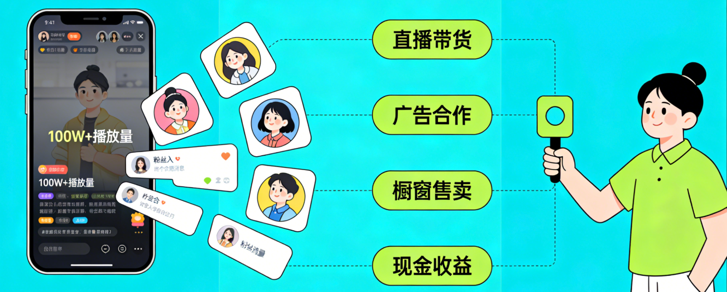 1万播放量抖音会自动给钱吗?播放量如何变现?收益转化核心策略:粉丝积累、广告合作与直播带货