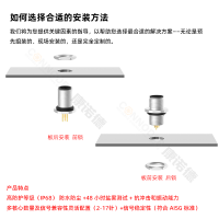 M12S编码防水连接器电源法兰座2芯3芯4针板PCB板焊线前后安装插座